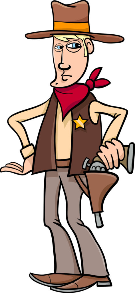 Cartoon Illustration of Cowboy Sheriff  Character