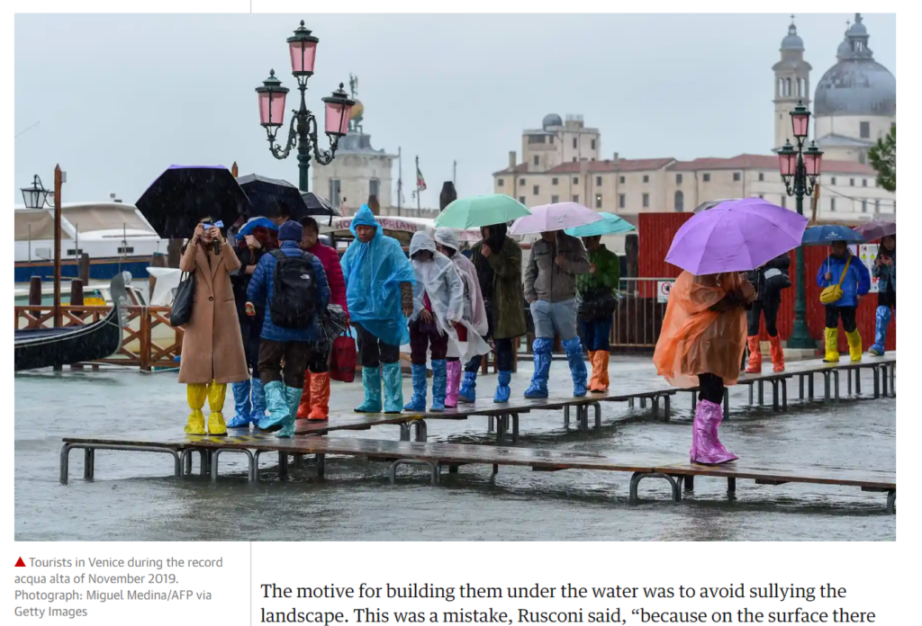 le alluvioni come quella avvenuta a Venezia con l'innalzamento delle acque sono state causate dal cambiamento climatico. Possibile corrispondenza della pandemia che sta colpendo il pianeta
