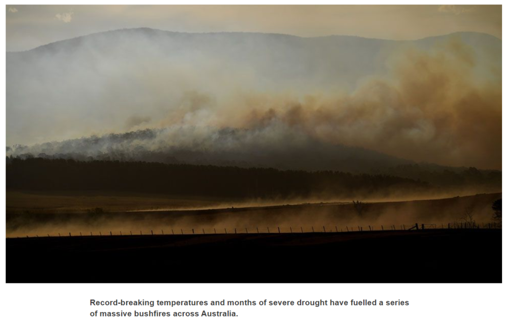 gli incendi australiani sono stati causati dal cambiamento climatico. Possibile corrispondenza della pandemia che sta colpendo il pianeta
