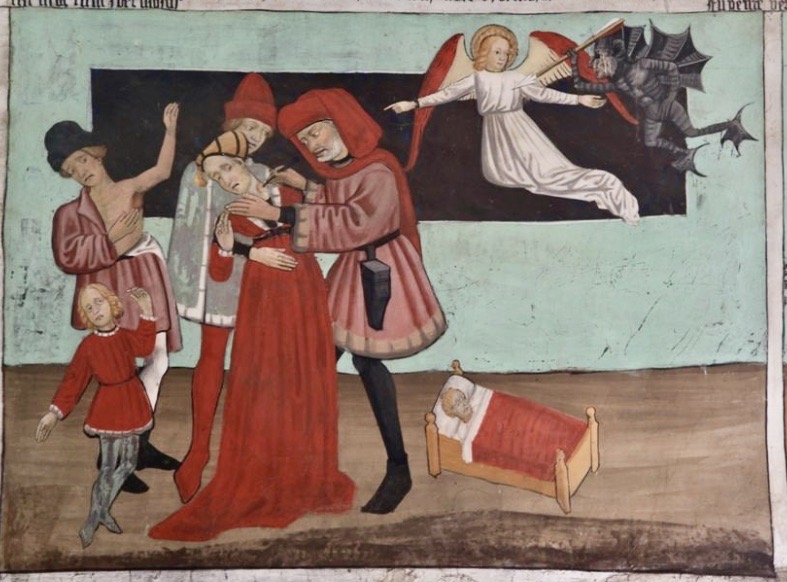 peste nera del 1350 durante la quale morì più della metà della popolazione mondiale